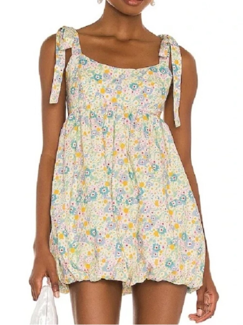 Lovers + Friends Pastel Floral Tie-Shoulder Baby Doll Dress